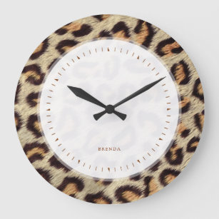 Reloj Redondo Grande Patrón de piel de leopardo de manchas marrones