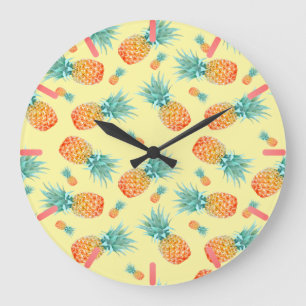 Reloj Redondo Grande Patrón de piña