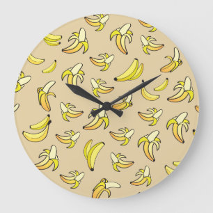 Reloj Redondo Grande Patrón de Plátano