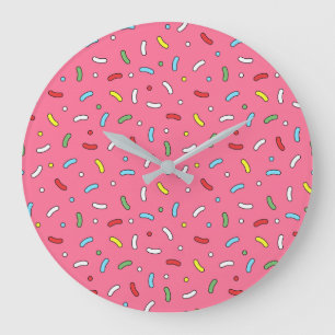 Reloj Redondo Grande Patrón de Purpurina de Caramelo Rosa Divertido