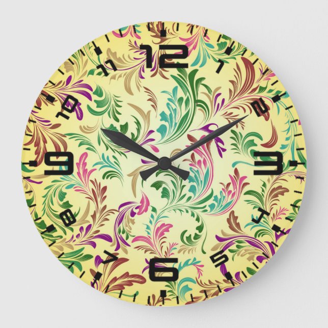 Reloj Redondo Grande Patrón de ramas Diseño-78466 (Anverso)