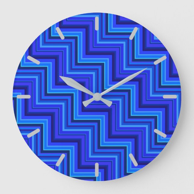 Reloj Redondo Grande Patrón de rayas azules (Anverso)