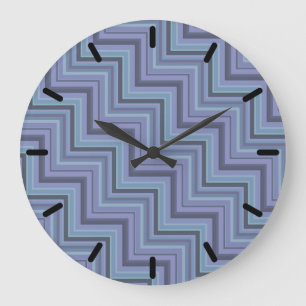 Reloj Redondo Grande Patrón de rayas azules grises