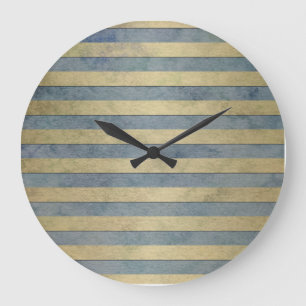 Reloj Redondo Grande Patrón de rayas doradas y grises