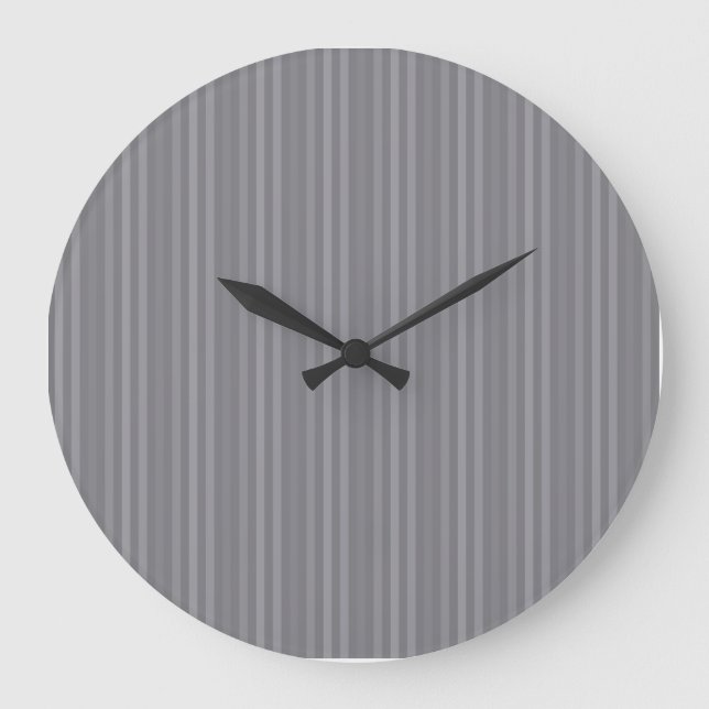 Reloj Redondo Grande Patrón de rayas grises verticales (Anverso)