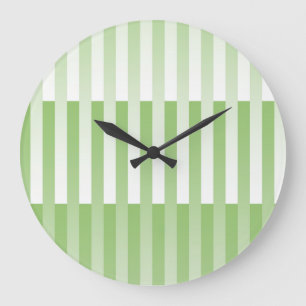 Reloj Redondo Grande Patrón de rayas verdes y blancas