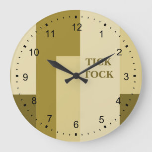 Reloj Redondo Grande Patrón de rectángulo abstracto beige