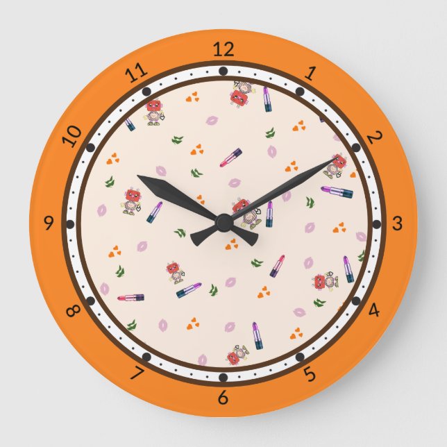 Reloj Redondo Grande Patrón de robots simples (Anverso)