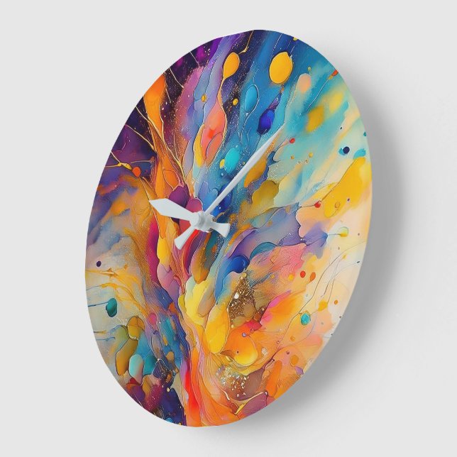 Reloj Redondo Grande Patrón de salpicaduras de pintura 2 (Ángulo)