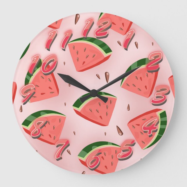 Reloj Redondo Grande Patrón de Sandía (Anverso)