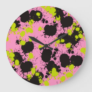 Reloj Redondo Grande Patrón de sangrado de pintura abstracta