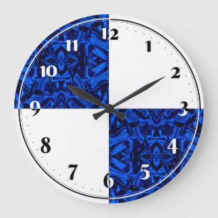 Reloj Redondo Grande Patrón de seda azul oscuro cuarto trendy