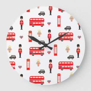Reloj Redondo Grande Patrón de símbolos de Inglaterra