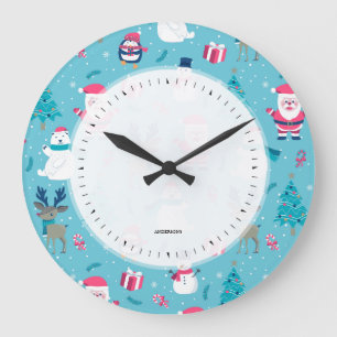 Reloj Redondo Grande Patrón de símbolos de Navidades clásicos