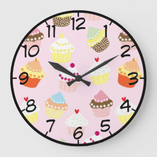 Reloj Redondo Grande Patrón de tarta dulce y colorido con números