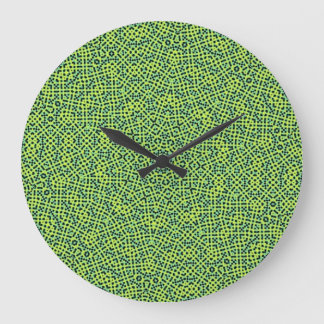 Reloj Redondo Grande Patrón de Tejido Amarillo Verde