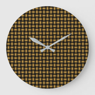 Reloj Redondo Grande Patrón de tejido negro naranja