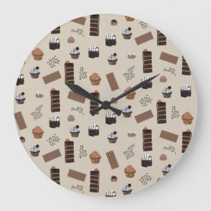 Reloj Redondo Grande Patrón de tema del chocolate