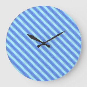 Reloj Redondo Grande Patrón de textura de banda de crochet de Knit azul