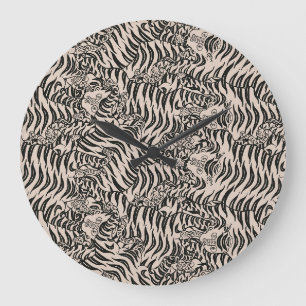 Reloj Redondo Grande Patrón de tigre