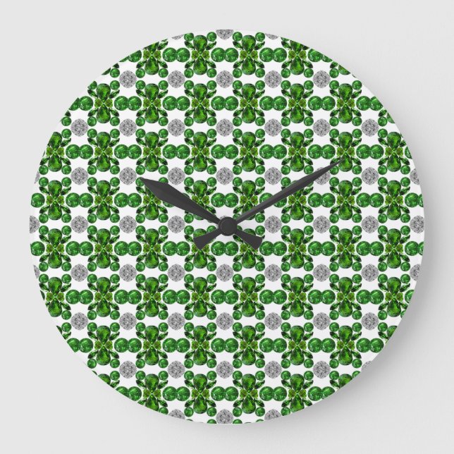 Reloj Redondo Grande Patrón de tortuga verde (Anverso)