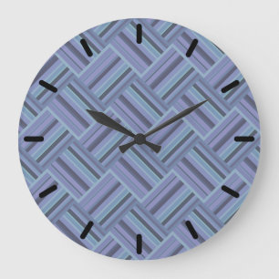 Reloj Redondo Grande Patrón de trama de rayas diagonales azul-gris