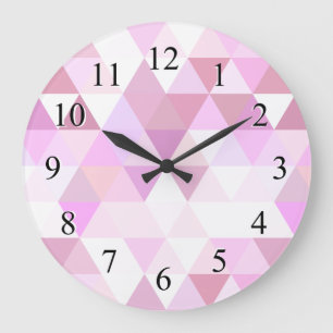 Reloj Redondo Grande Patrón de triángulo geométrico rosa suave