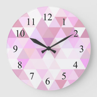 Reloj Redondo Grande Patrón de triángulo geométrico rosa suave