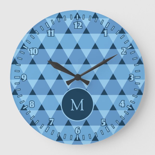 Reloj Redondo Grande Patrón de triángulos (Anverso)