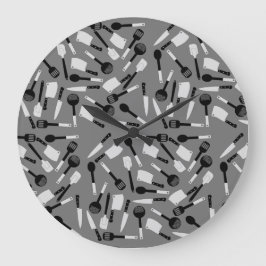 Reloj Redondo Grande Patrón de utensilios de cocina