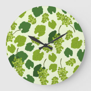Reloj Redondo Grande Patrón de uvas y hojas de uva