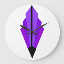 Reloj Redondo Grande Patrón de ventilador Art Deco en violeta