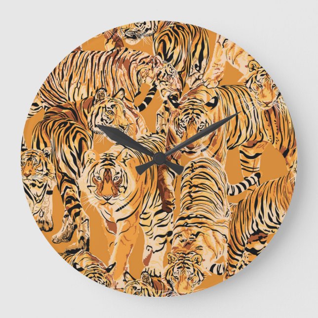 Reloj Redondo Grande Patrón de vida salvaje del Safari del Tigre de épo (Anverso)