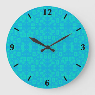 Reloj Redondo Grande Patrón de vidrio escarpado azul turquesa Resumen A