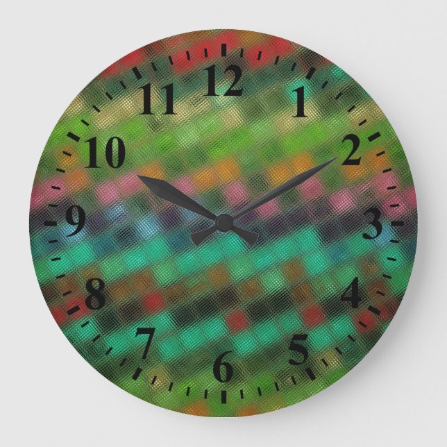 Reloj Redondo Grande Patrón de vidrio mosaico abstracto (Anverso)