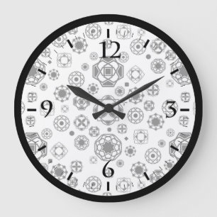 Reloj Redondo Grande Patrón decorativo arabesco blanco y blanco