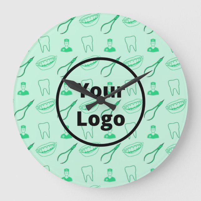 Reloj Redondo Grande Patrón dentista verde (Anverso)