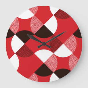 Reloj Redondo Grande Patrón dinámico diagonal texturizado rojo