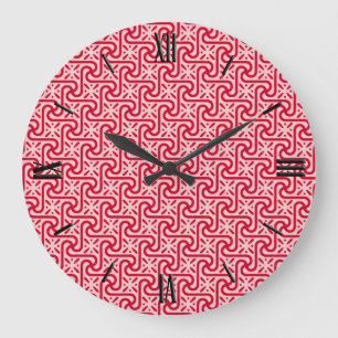 Reloj Redondo Grande Patrón egipcio de tejas, profundo y rosa claro