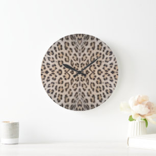 Reloj Redondo Grande Patrón elegante de estampado de piel de leopardo d
