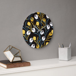 Reloj Redondo Grande Patrón elegante de flor tulipán