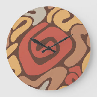 Reloj Redondo Grande Patrón en espiral cálido de color bronceado y óxid