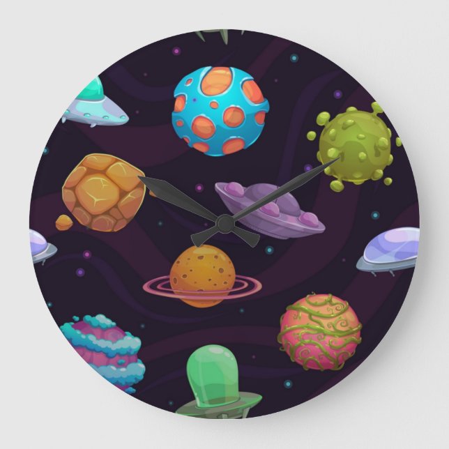 Reloj Redondo Grande Patrón espacial (Anverso)