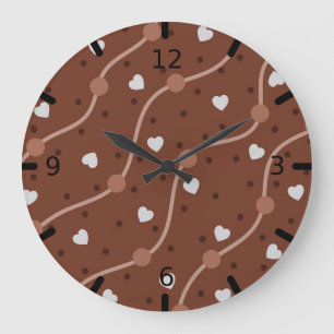 Reloj Redondo Grande Patrón espinoso de corazón de chocolate oscuro