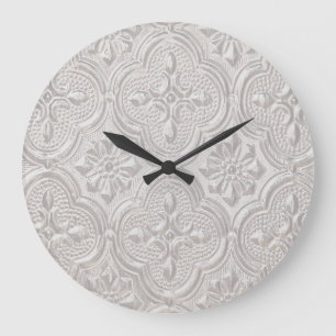 Reloj Redondo Grande Patrón floral blanco