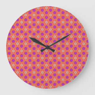 Reloj Redondo Grande Patrón floral de harinas y diamantes