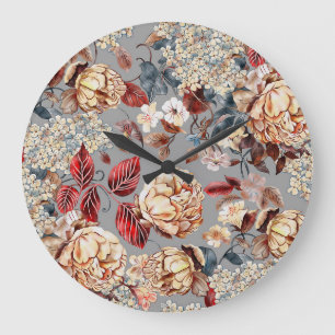 Reloj Redondo Grande Patrón floral, estilo Art Nouveau.