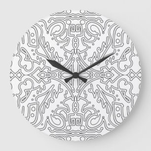 Reloj Redondo Grande Patrón floral gris minimalista