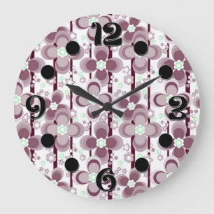 Reloj Redondo Grande patrón floral marrón y blanco