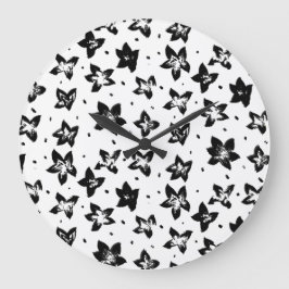 Reloj Redondo Grande Patrón floral reconstruido - Gótico acromático